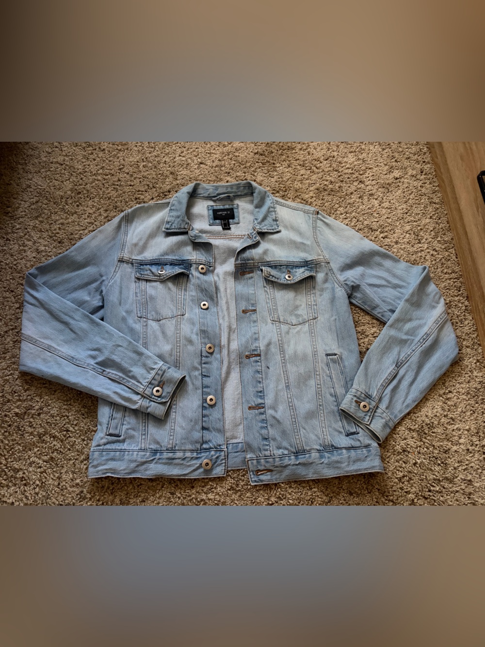 Men Forever 21 Light Blue Denim Jacket